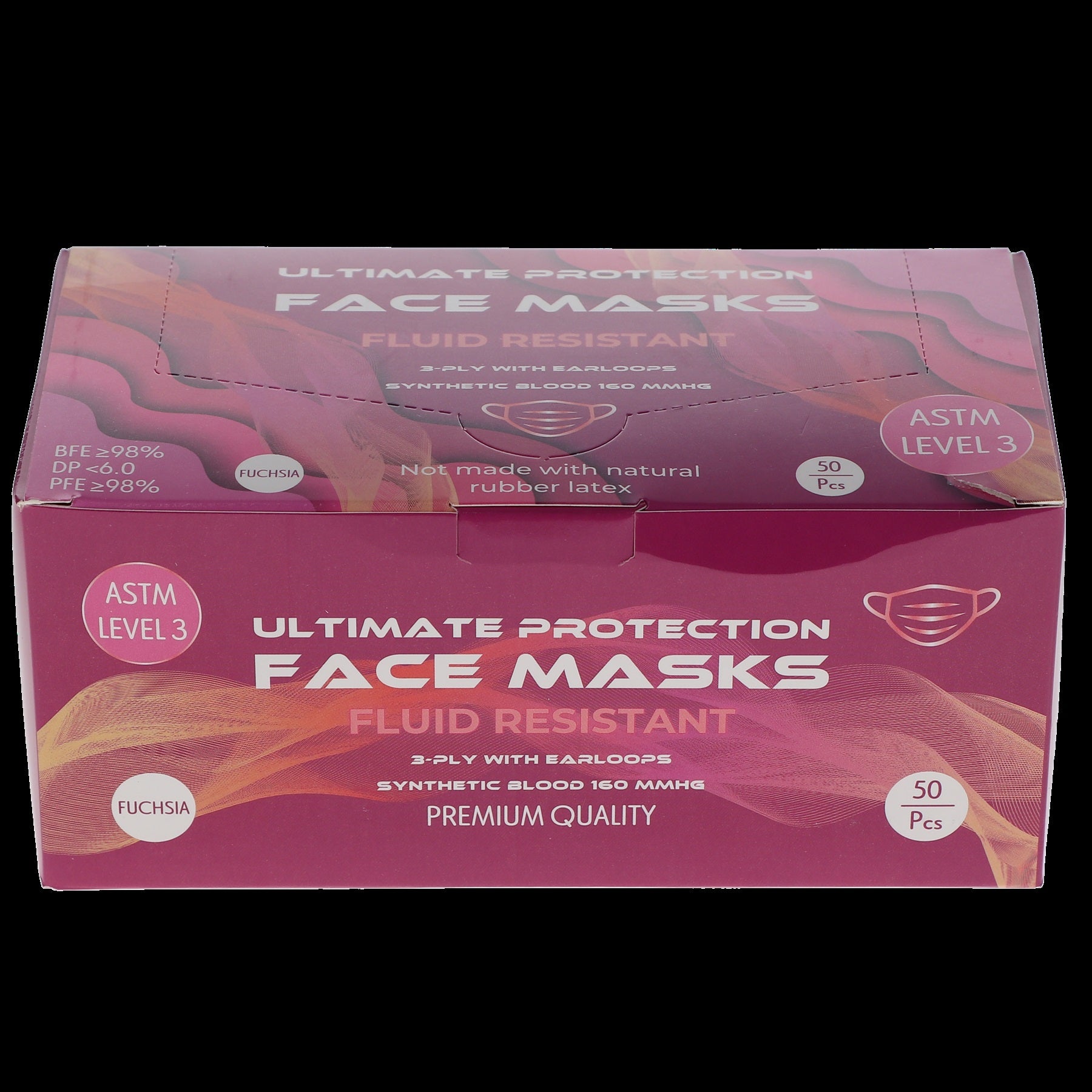 House Brand Dentistry 109133 HSB Earloop Face Masks 3-Ply ASTM Level 3 Fuchsia 50/Bx House Brand Dentistry 109133 HSB Earloop Face Masks 3-Ply ASTM Level 3 Fuchsia 50/Bx